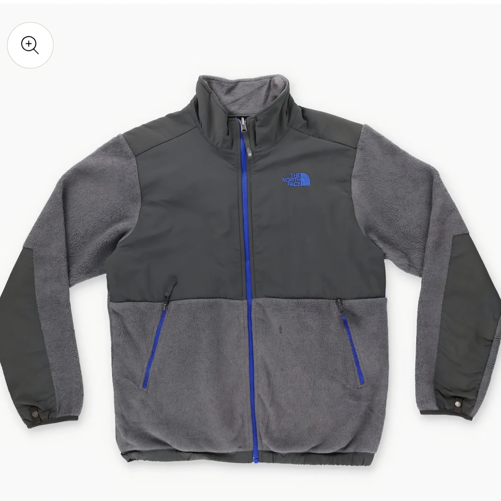 The North Face Boys Grey Fleece Jacket with Blue Trim